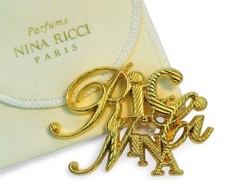 Authentique et Vintage Broche Nina RICCI, Dorée à l'or fin 24 carats