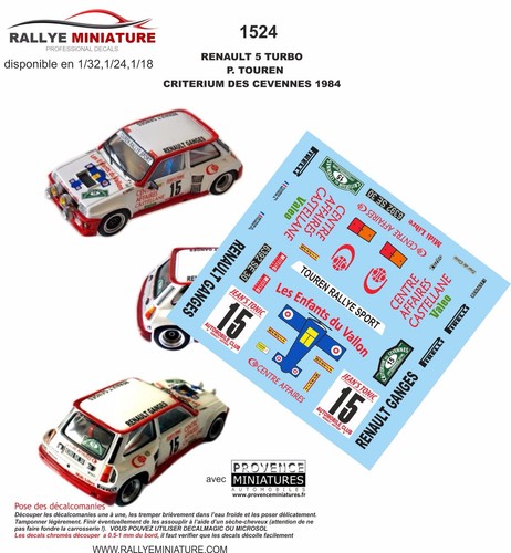 Decals ref 1524 renault - 1/43,