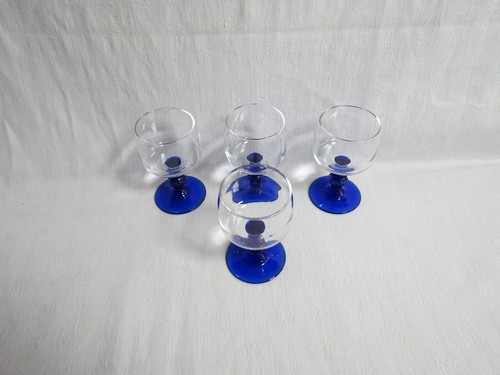Verres vin pied bleu - verres, à