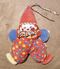 COROLLE vintage Doudou clown 1996  bonhomme multicolore pois rouge bleu  ancien
