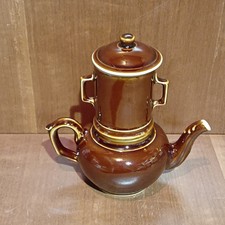 Cafetière De Bistrot, Théière En Céramique Marron, 2 Tasses, À Étages, Vintage