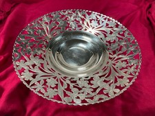 Coupe, Plat MÉTAL ARGENTÉ 29 cm ajouré décor floral. 14 Grammes Argent Poinçons