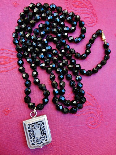 Sautoir ancien jais perles - jais,