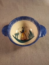 Ancien bol breton à oreilles signé HB Quimper, bol en faience vintage Bruno