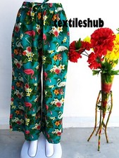 Indien Vert Canard Floral Pantalon Été Femme Coton Large Yoga Palazzo US
