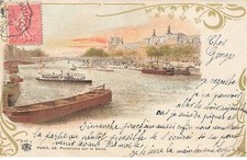PARIS - Panorama sur la Seine - Péniches et Bateaux-Mouches