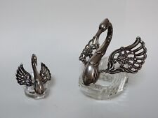 cygnes en cristal et argent massif allemagne salerons confiturier
