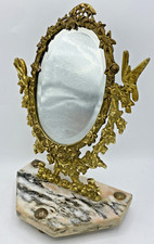 Antique french Louis XV mirror 19th century gilded bronze marble