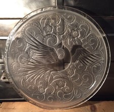 Plateau Coupe Verre Moulé Pressé 30's Pierre D'Avesn Oiseau De Paradis D 38 Cm