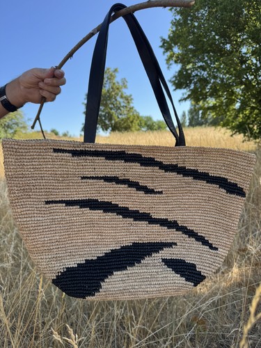 Sac raphia rojo - raphia, zébra