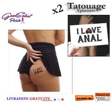 TATOUAGE TEMPORAIRE -I LOVE ANAL- Tattoo Ephémère -Adulte Fétiche Sexy (X497)