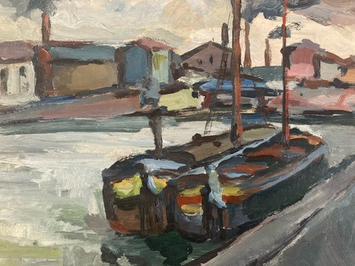 Peinture huile péniche - peinture,