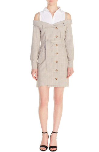 Maje women beige plaid short - women's,