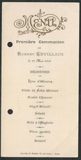 MENU 1ère COMMUNION 1903