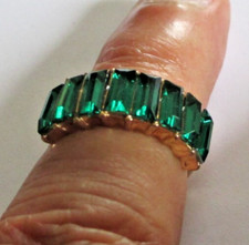 Imposante bague couleur or taille 52 navettes vert émeraude bijou bijou 1975