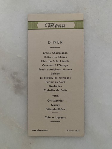 Ancien menu restaurant villa - ancien,