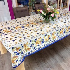 Nappe rectangle faïence de Moustier bleu 2m x 1m50 Anti tache et infroissable - 