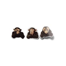 Pack x5 AUTOCOLLANTS STICKERS Vinyle Trois Singes de la Sagesse Emoji Singes