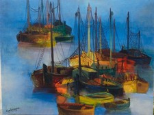 Tableau de Jean Camberoque, huile sur toile, format 65x54 cm, parfait état, enca