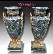 PAIRE VASES CASSOLETTES VERT DE MER BRONZE DORE LIONS STYLE LOUIS XVI XIXÈME