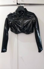 CHEMISE CROP  VINYL + BUSTIER VINYL NOIR  SEXY FETISH NEUF