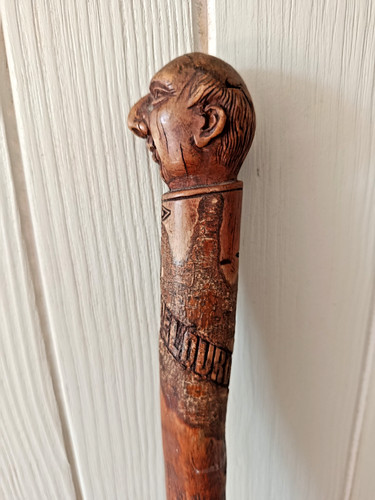 Ancienne canne bois pommeau - canne,