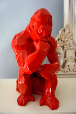 ORL03  FIGURINE STATUETTE GORILLE  ROUGE  ORLINSKI SIGNE PAR L  ARTISTE   25 cm