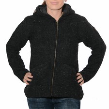 Art et Magie Femme Cardigan Laine Veste Doublure Polaire Capuche Zip Népal