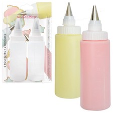 - 2 Flacons Squeezers + Douilles 185 ml - Bouteille Pâtisserie - Pour Glaçage...