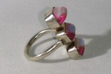 ANCIENNE BAGUE EN ARGENT 925 ET PIERRES ROSE NACRÉS TRÈS CHIC !