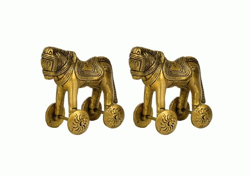 Laiton cheval paire debout sur - cheval,