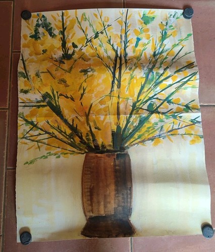 Grande aquarelle ancienne - grande,