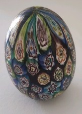 Presse Papier Verre De Murano Millefiori  forme d' Oeuf Italie