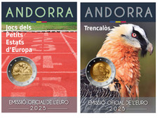 PREVENTE 2 x 2 EURO ANDORRE 2025 GYPAETE + JEUX PETITS ETATS COMMEMORATIVE
