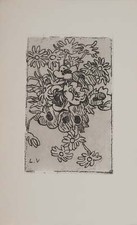 Louis VALTAT : Bouquet de marguerites, Gravure originale signée