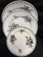 3 Assiettes Faïence ancienne U&C Sarreguemines XIX ème Flore (55)