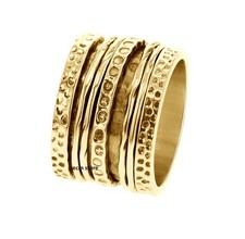 Bague Nomad Taille 58 Argent massif 925 Or jaune 18K anneau chevalière doré/EBQO