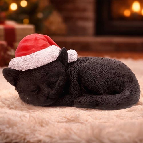 Figurine chat noir dormant - noir,