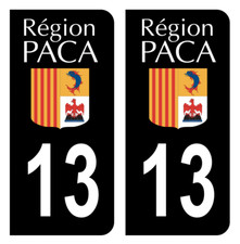 Autocollants plaque immatriculation 13 Bouches-du-Rhône Logo PACA Noir C
