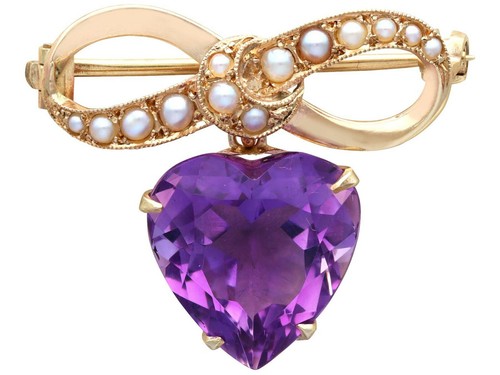 50ct amethyst and pearl 9ct - and,