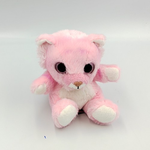 Peluche chat tigre rose yeux