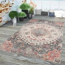 Tapis Intérieur Extérieur, Poils Ras Pour Balcon Terrasse, Motif Oriental Gris