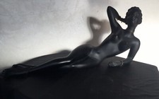 grande Sculpture céramique 57 cm femme nue érotique nu africain signée