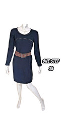 One Step Taille 38  superbe robe manches longues noire femme Viscose