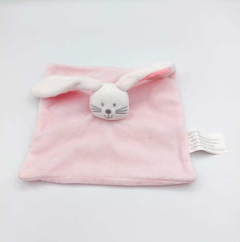 Doudou plat lapin rose blanc