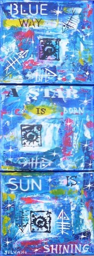 Tableau triptyque acrylique - tableau,