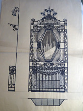 dlg Edgar BRANDT 1880-1960 GRAND DESSIN PROJET FERRONNERIE ART DECO 1925 1930