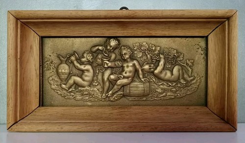 Bas relief bronze putti - bas-relief,