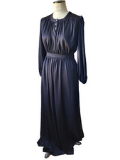 Robe longue de soirée noire Claude Cros vintage 70 evening dress T.44 sz XL