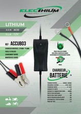 Chargeur de batterie au Lithium 100-240V 50/60Hz 1.2 0.5A Auto Quad Moto Scoot